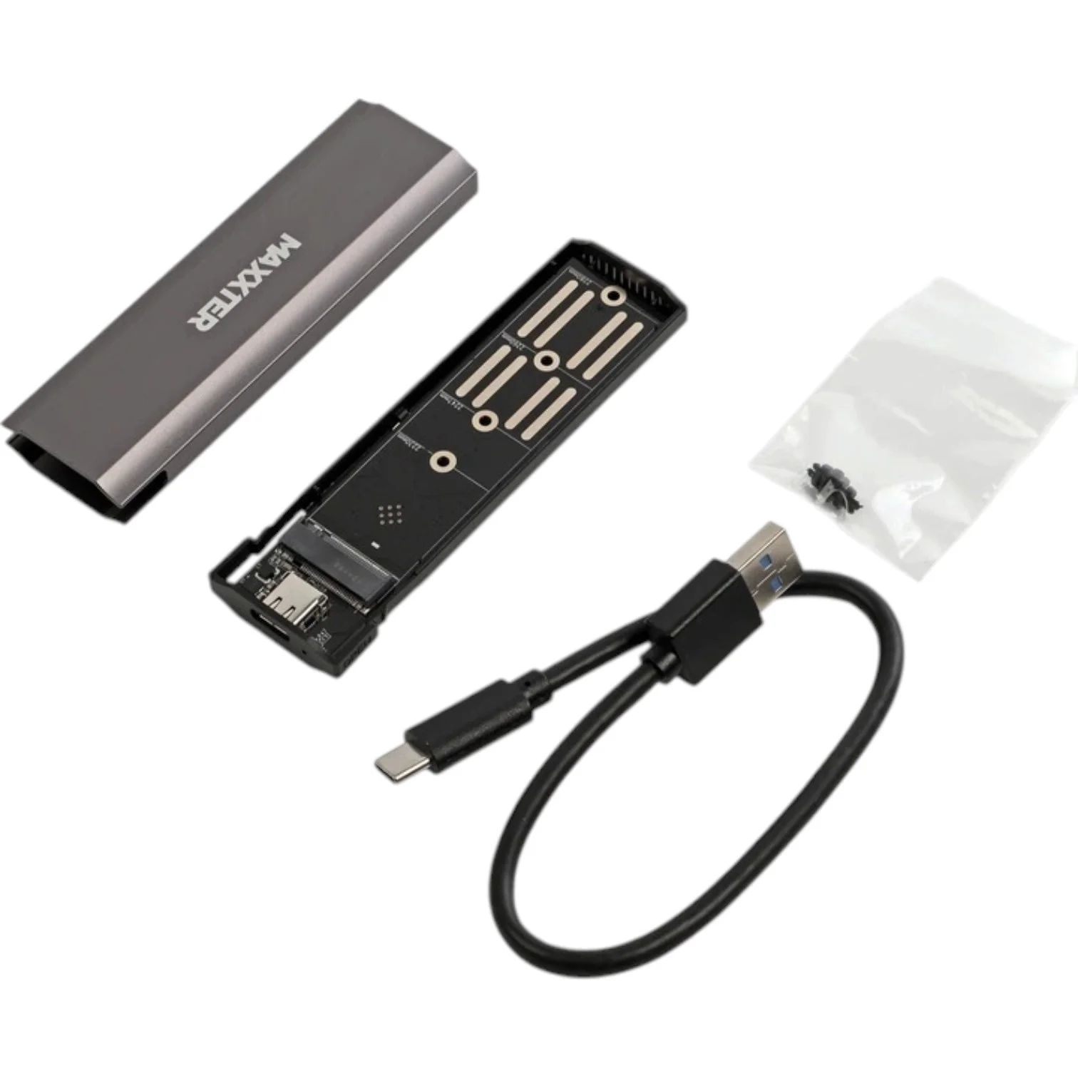 Зовнішня кишеня Maxxter M.2  EHDE-2280S-02 NVMe 10Gbps Grey (  кабель type-C to type-C) NEW